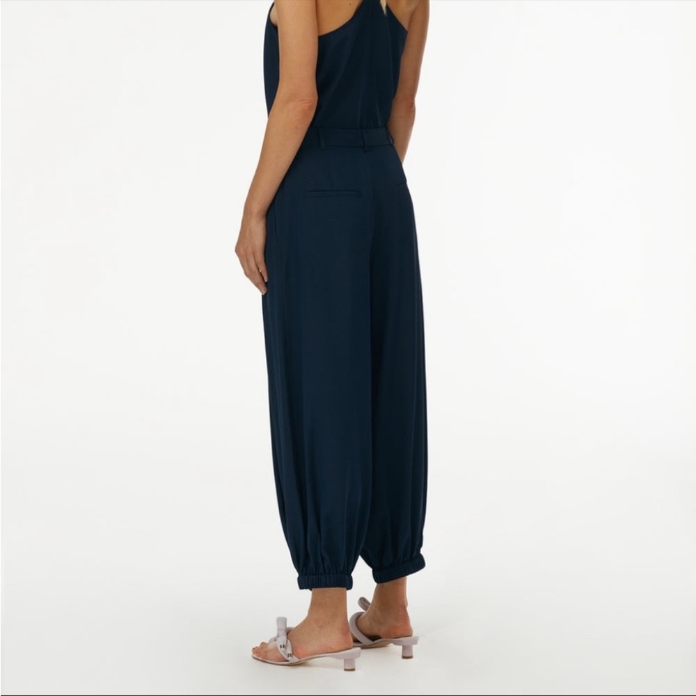 Tibi Eco Silk Pleated Balloon Pants in Navy - Picture 4 of 6